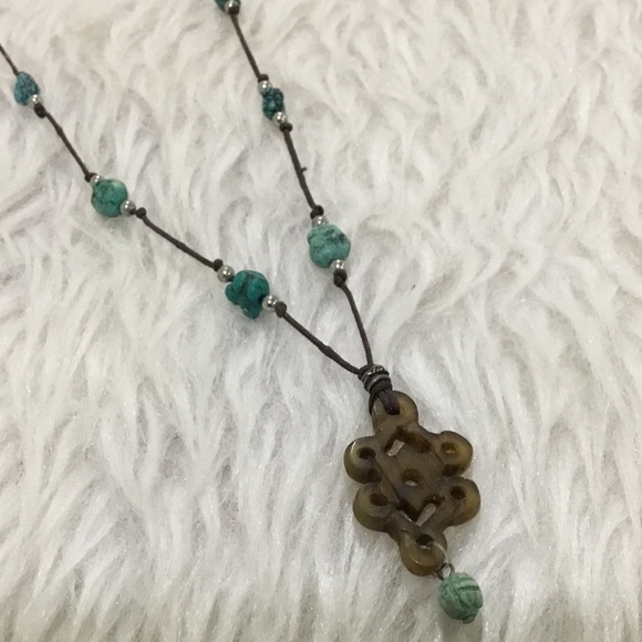 Boho carnelian and turquoise necklace - Picture 4 of 4